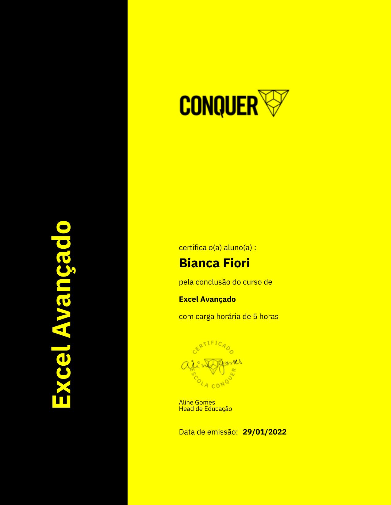 Certificado de Excel Avançado